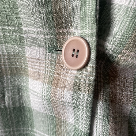 Vintage Modern Essentials green plaid button lightweight blazer - Picture 5 of 7